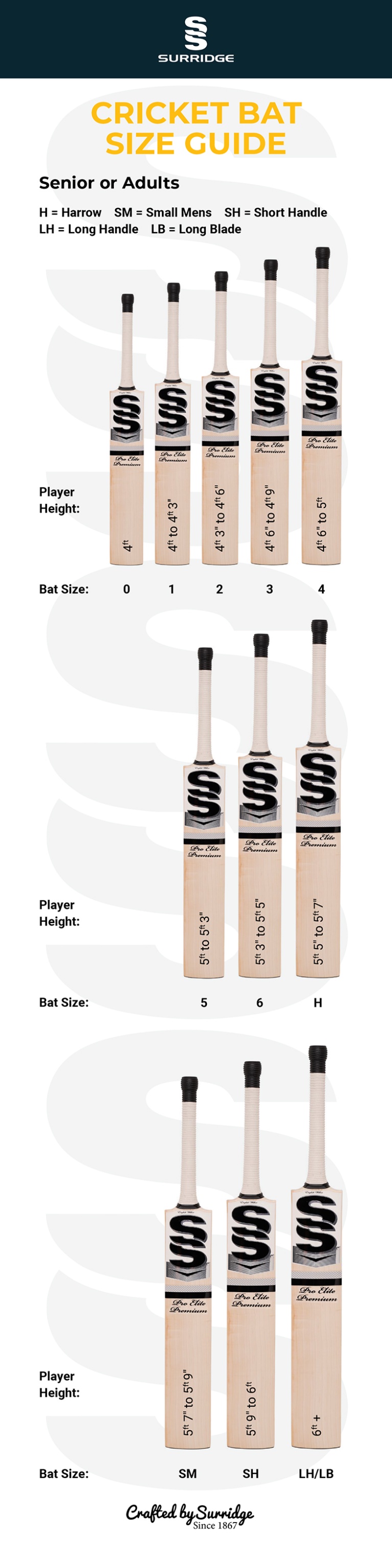 SS SIGNATURE BAT-GRADE 1 - Size Guide