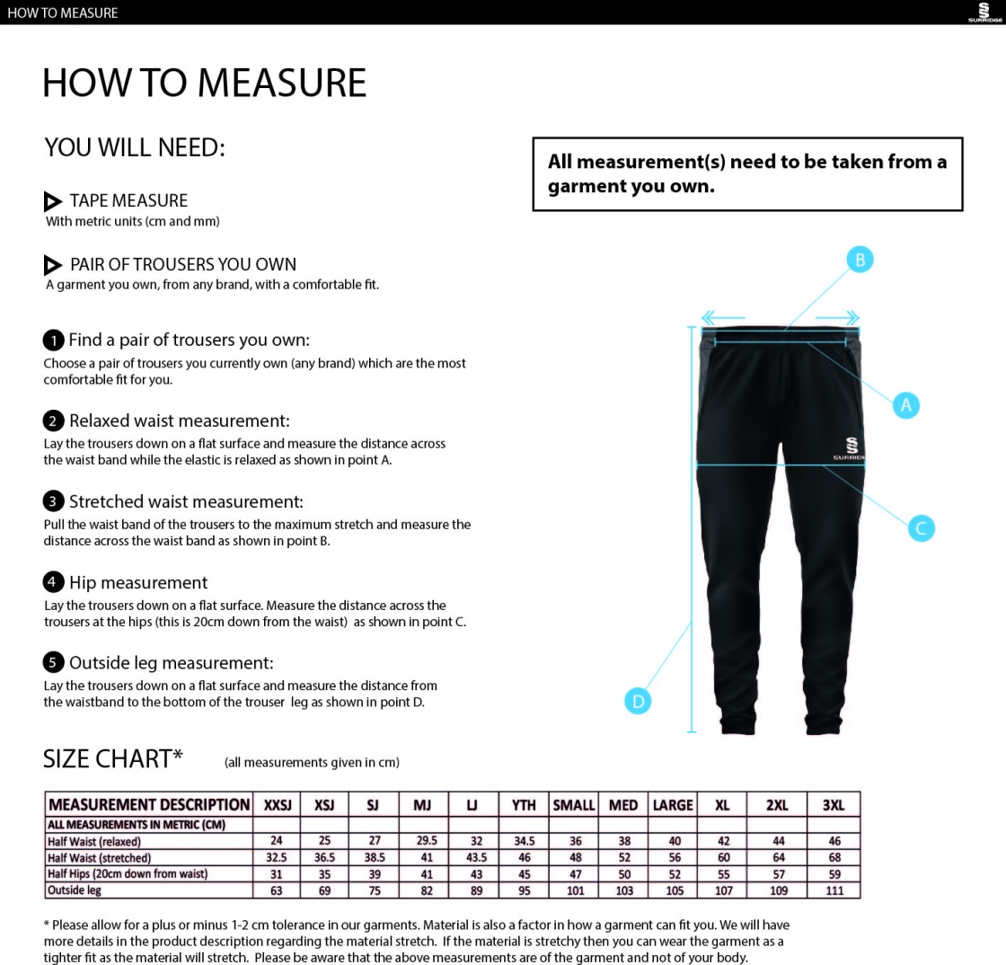 Training Kit - Skinny Pant - Navy - Size Guide