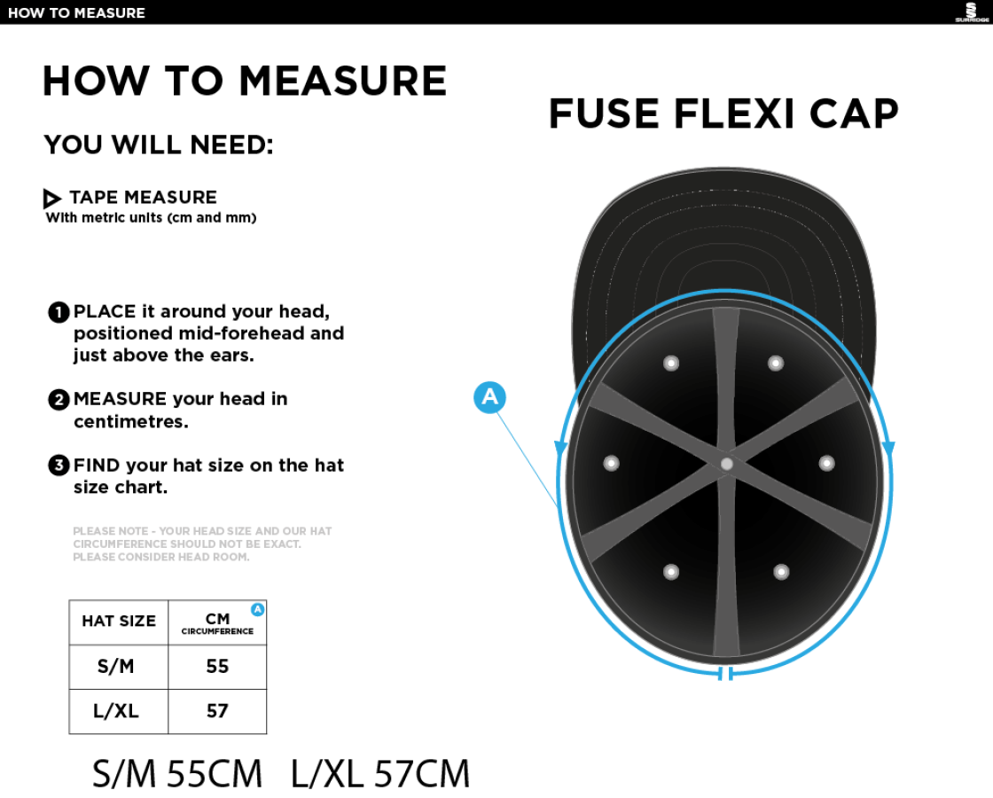 Training Kit - Fuse Flexi Cap - Navy - Size Guide