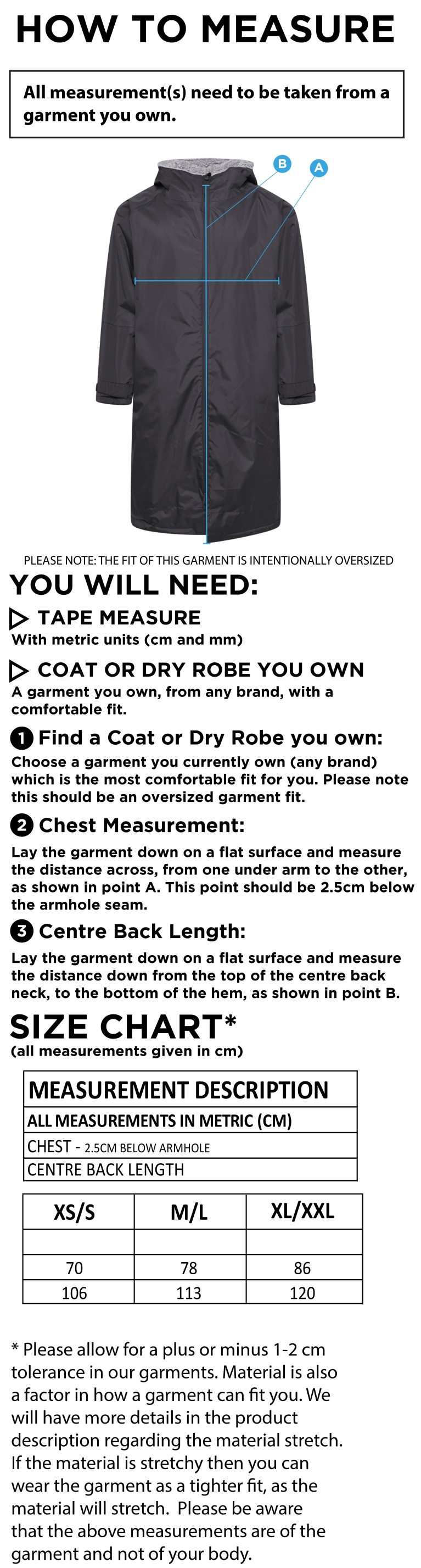 Active Fleece Robe - Navy - Size Guide