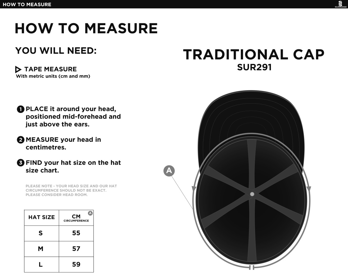 Traditional English Cap Navy - Size Guide