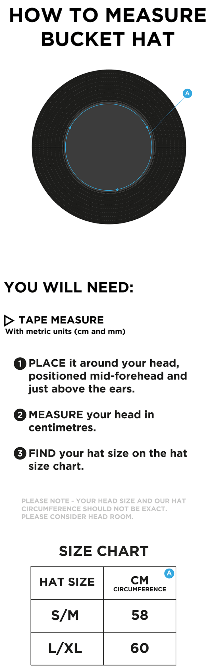 Training Kit - Dual Bucket Hat - Navy - Size Guide