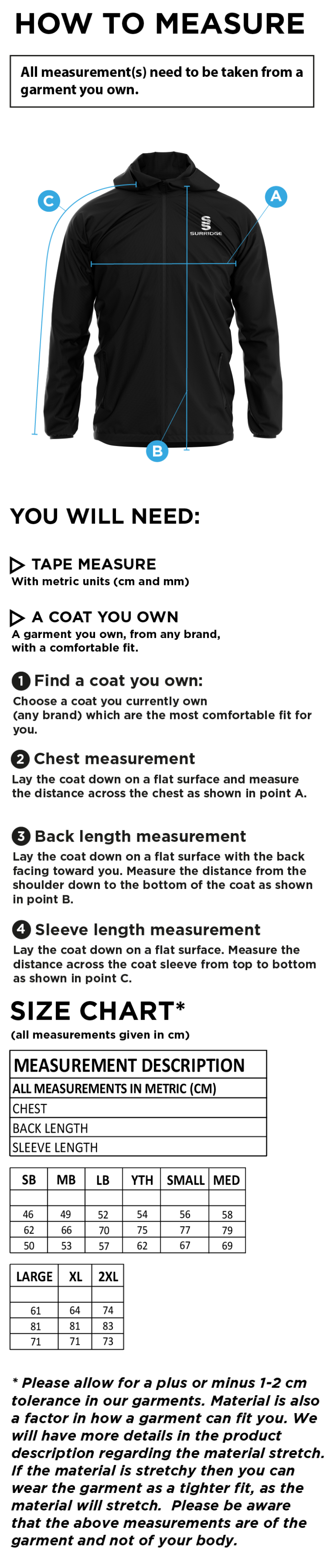 Training Kit - Dual Elite 1/4 Zip Hoody / Rain Jacket - Navy - Size Guide