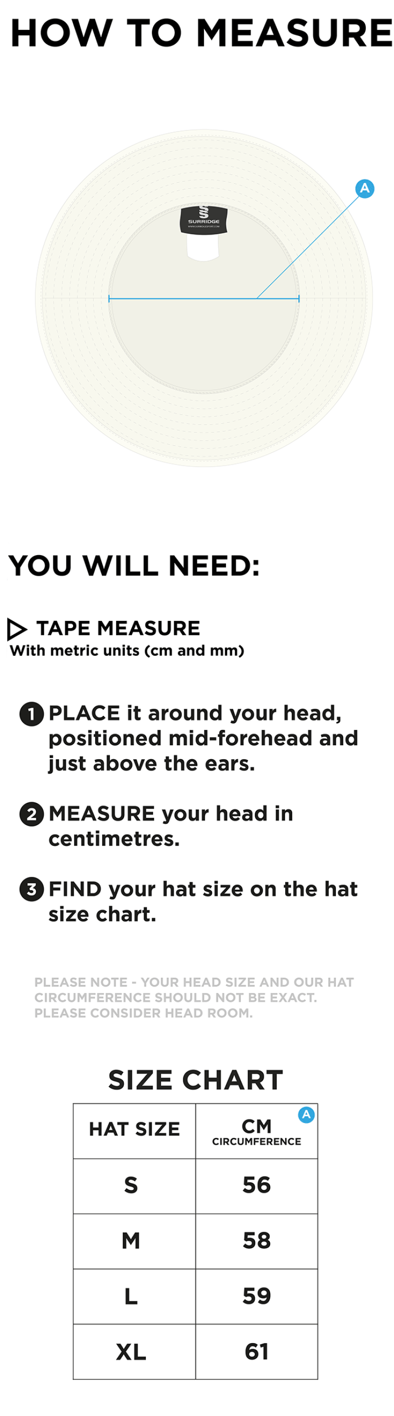 Playing Kit - Floppy Hat - Ivory - Size Guide