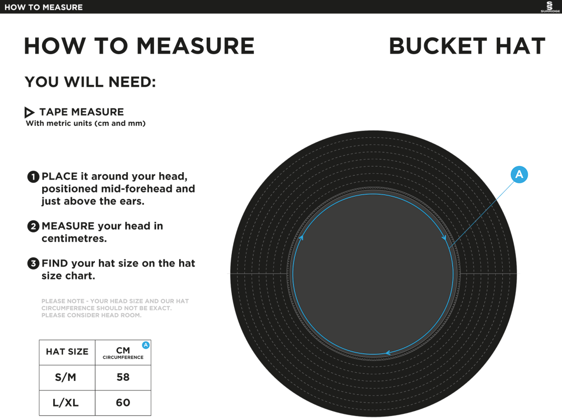 Training Kit - Dual Bucket Hat - Navy - Size Guide